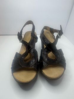 Naturalizer Black Leather Boho Sandals Women's Size 7.5M
