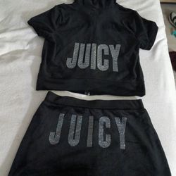 Juicy Couture Black Velour Athleisure Sweatsuit