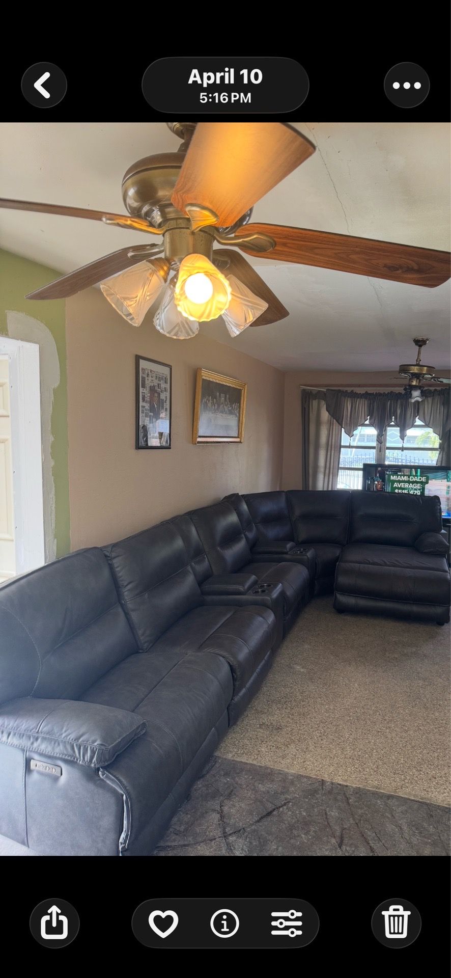 Power reclining sectional sofa