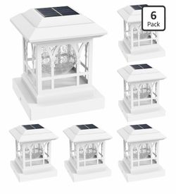 4x4 Post Solar Lights Crackle Glass Solar Post Cap Lights (6 pack)
