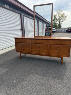 Mid-Century Modern Walnut Dresser with Mirror