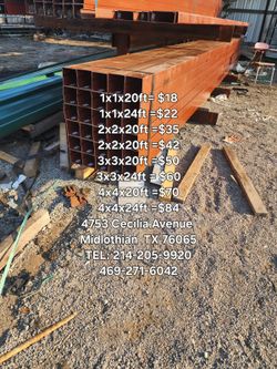 New 4x4x20ft  Tubing  14g 