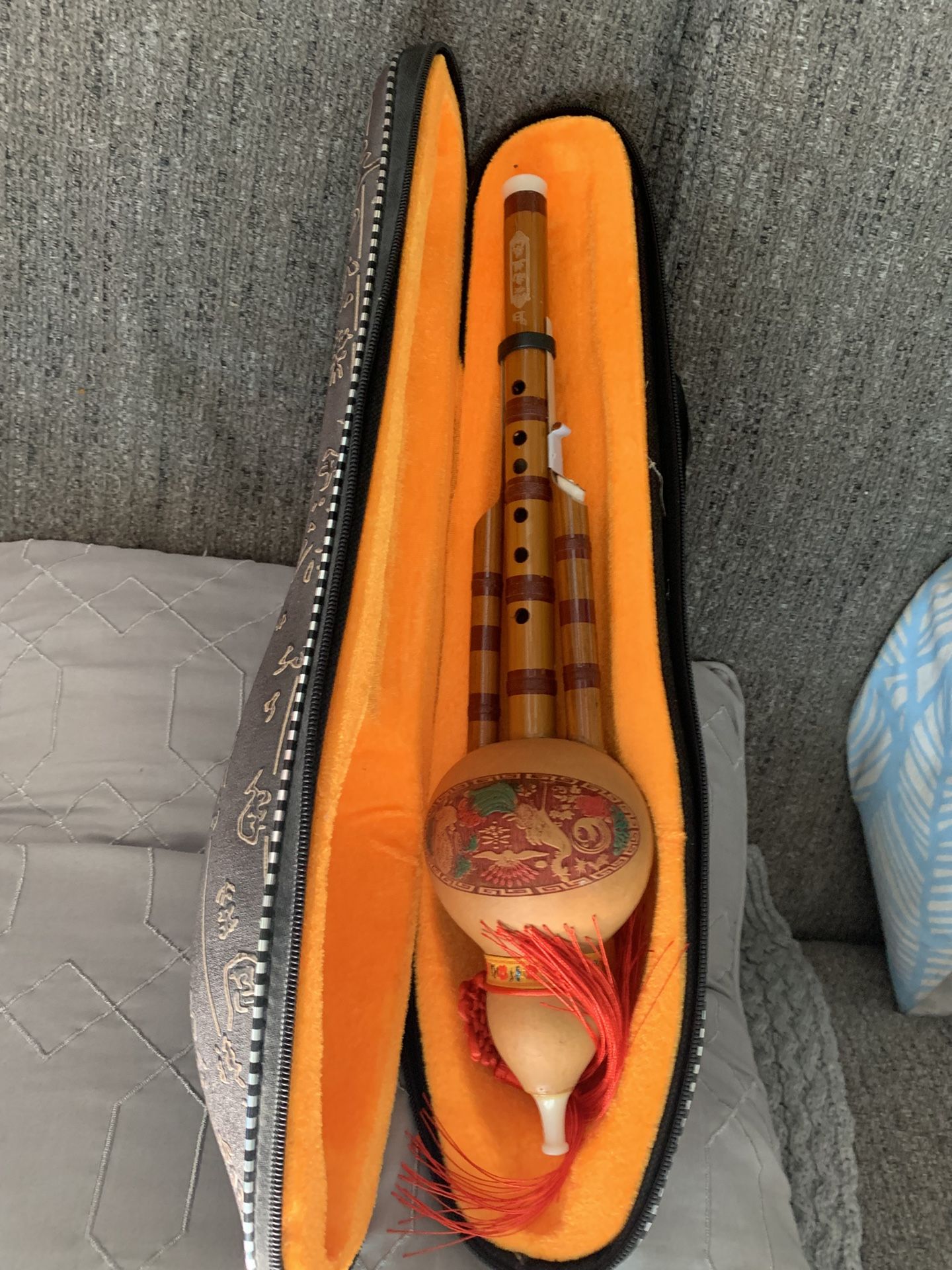 Flute From Gourd Decorative With Case
