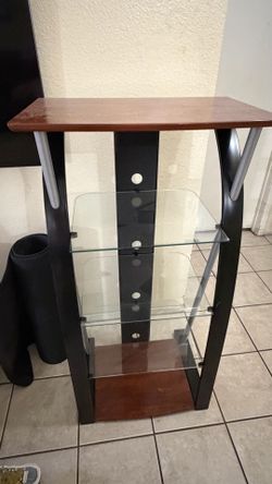 Wood and Glass TV Stand and Media Tower Set of 3