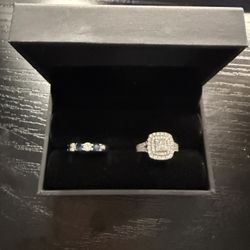 Vera Wang Engagement Ring And Blue Sapphire Diamond Wedding Band 