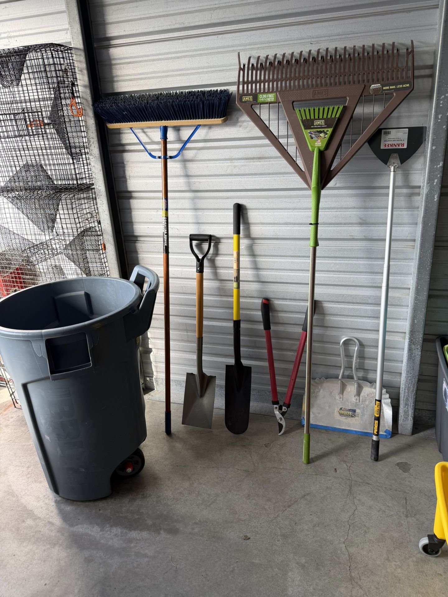 Assortment of shovels and garden tools