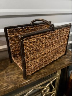 Woven Basket Magazine File Holder with Handle