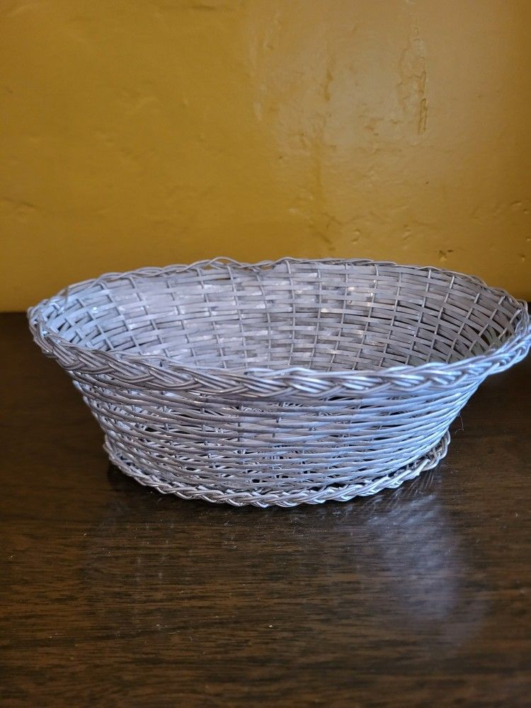 French vintage silver woven basket