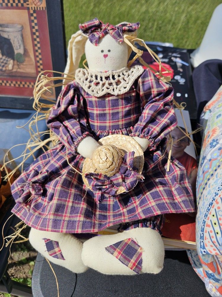 Decorative Cat in Plaid Dress