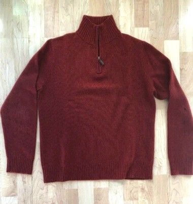 J crew Quarter Zip Cotton cashmere Burgundy Red Mens sweater top Sweatshirt    XS extra small Slim