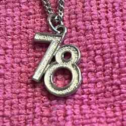 Vintage 1978 Avon Necklace 78 pendant charm number birthday year jersey silver tone,new Never Been Used 