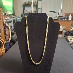 Miami Cuban Link 20" Polished Yellow Goldtone Necklace, Closely Interlocking Flat-Faceted Links NEW