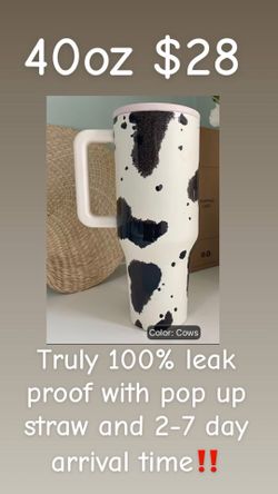 Sparkle Cowprint 40oz tumbler
