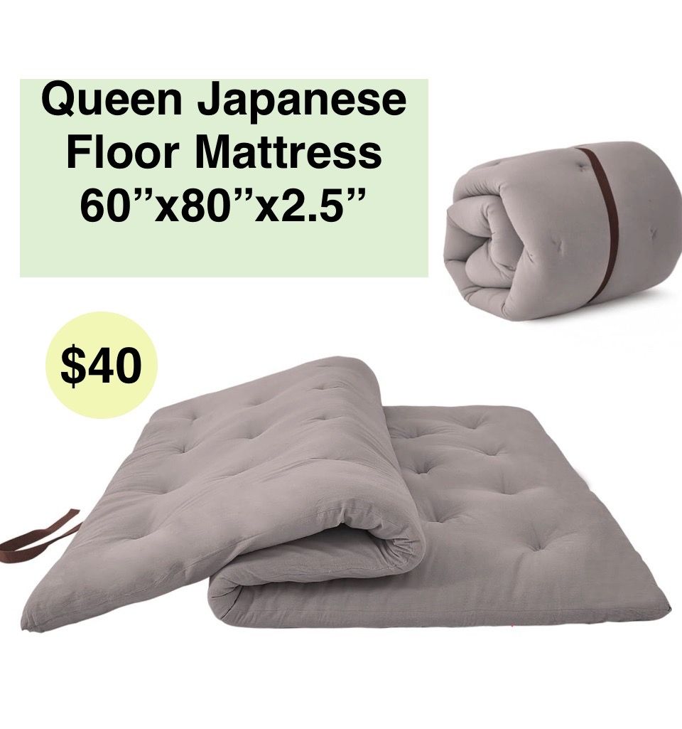 2.5” Queen Size Japanese Floor Futon Mattress, 60"x 80", 100% Cotton 2.5" Thicken Tatami Mattress,Foldable Sleeping Pad,Portable Dormitory Tatami Ma