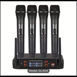NEW 4-Channel GLXD4 Wireless Microphone System - Professional Handheld Karaoke Set for Home