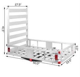 (H-2-21)ERGOMASTER Hitch Cargo Carrier, 500lb Capacity Trailer Hitch Mount Cargo Carrier with Ramp, 50" x 29.5" Aluminum Cargo Carrier with High Side