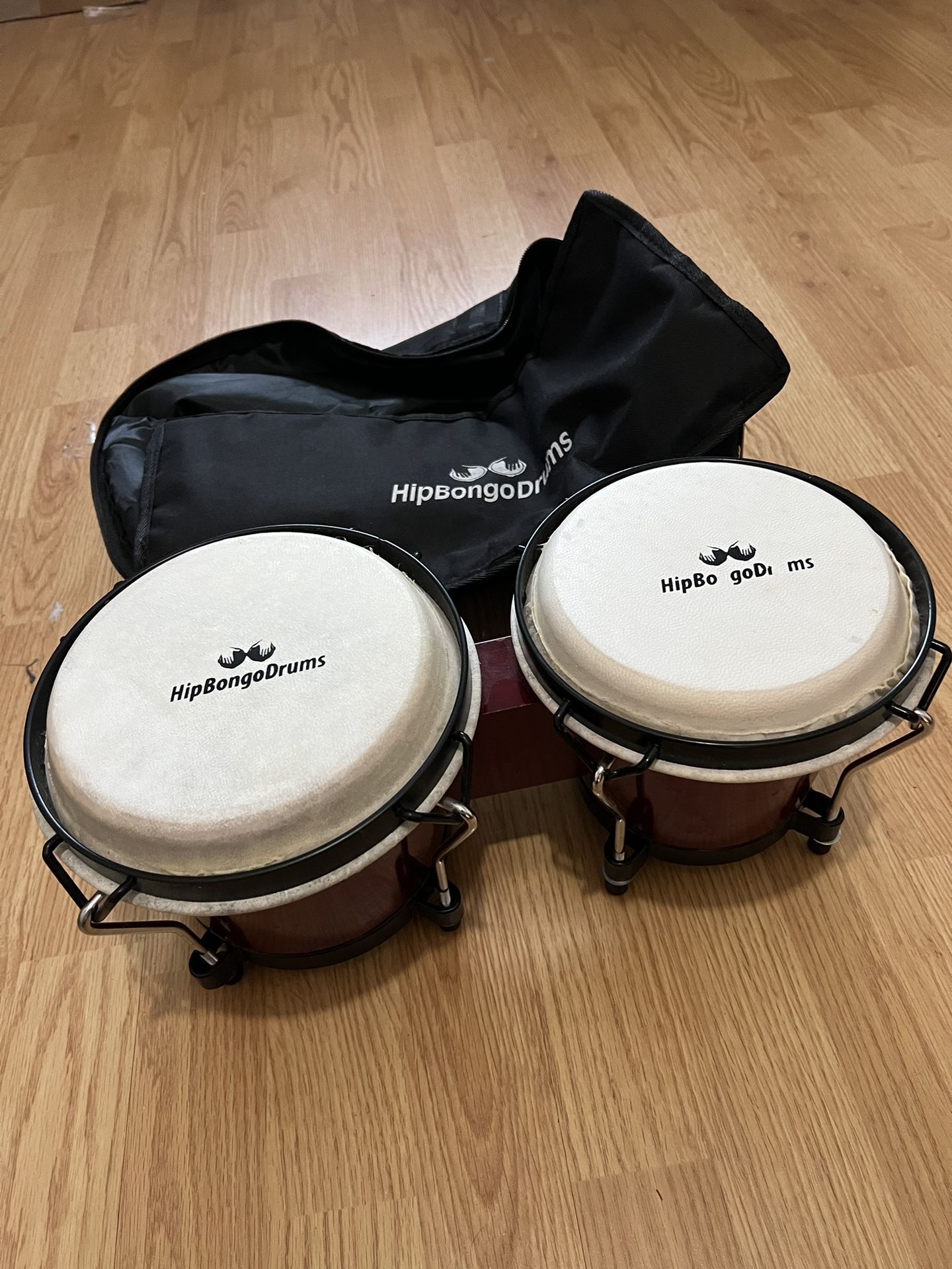 Hip Bongo Drum With Carrying Case