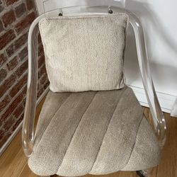 Pair Of MCM Lucite Acrylic Chairs In Wheels