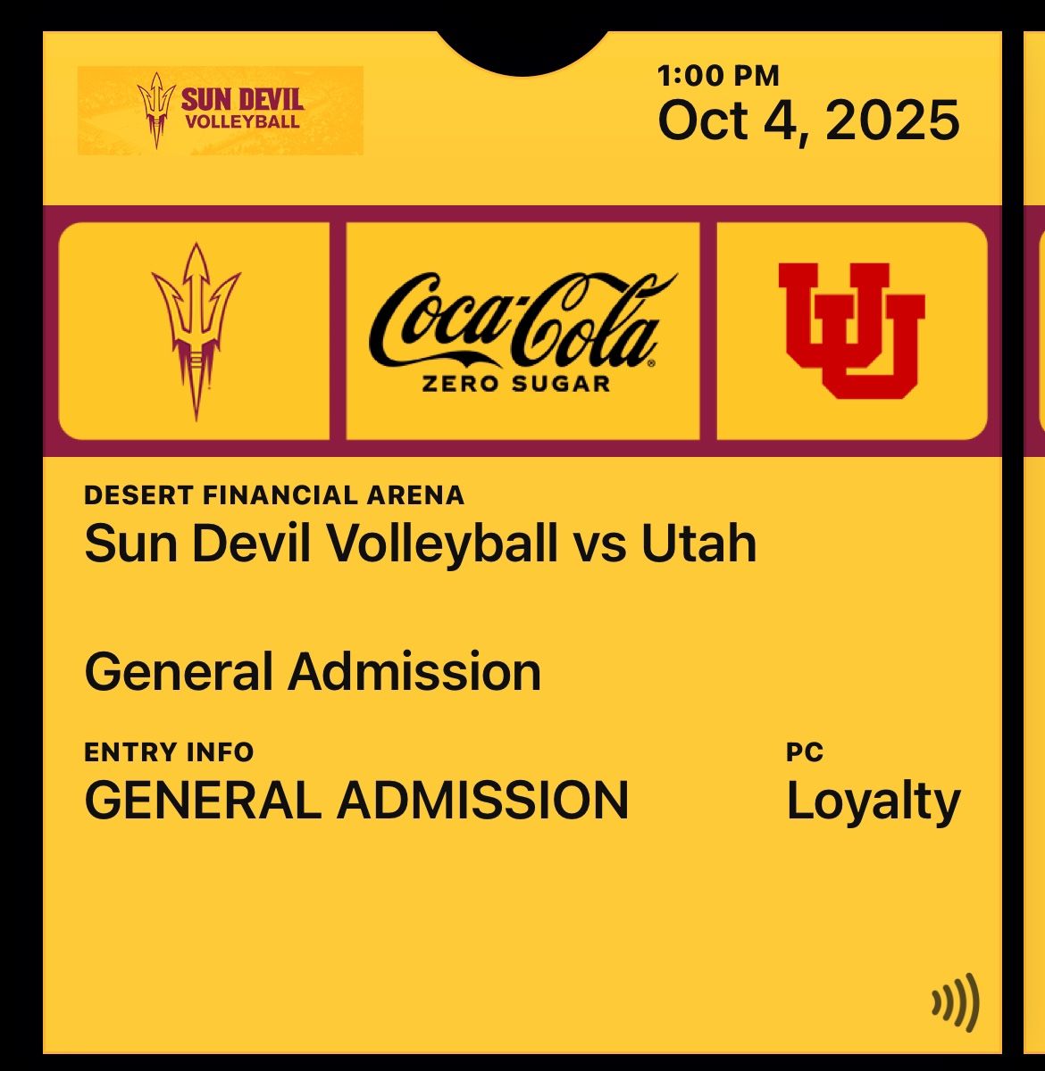 ASU Volley Ball Tickets ,Saturday October 4th. Two Tickets Available $30 For The Pair