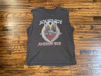 Vintage Lucky Brand Cuttoff Sleeveless Shirt Journey Band “American Tour” Sz XL