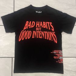 Nav x VLONE Bad Habits Tee Shirt Size Small Black Authentic NEW