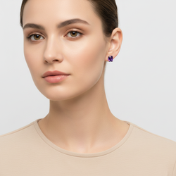14K Yellow Gold Amethyst Stud Earrings