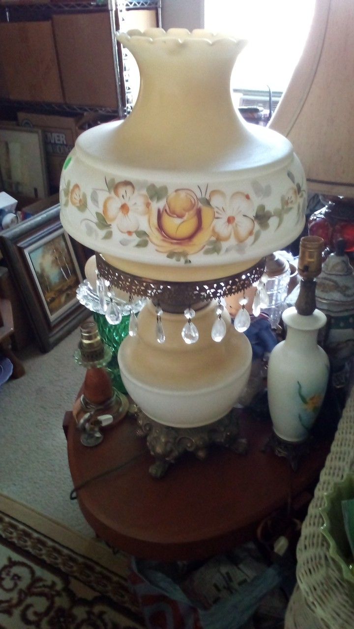 1930's / 40's GONE WITH THE WIND HAND PAINTED 3 WAY PARLOR LAMP