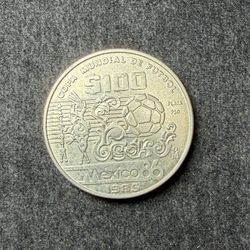 World Cup 1985 100 pesos mexico silver