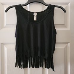 Black Fringe Tank! Size S