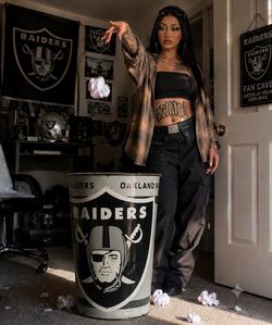 Vintage NFL Raiders Trash Can