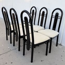Italian Postmodern Black Lacquer Dining Chairs