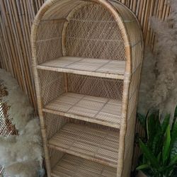 Wicker Shelf Unit Vintage 