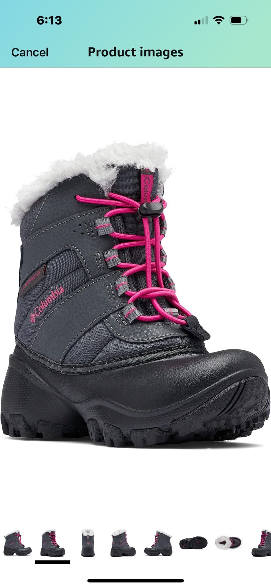 Brand New~ Children Kids Girls Columbia Rope Tow III Waterproof Boot Snow Boots