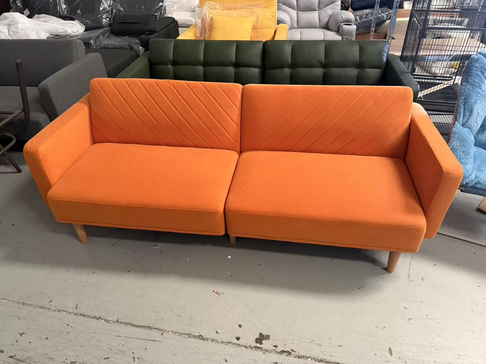 New 76.8" Futon Sofa Bed, Small Couch, Sleeper, Loveseat, Mid Century Modern Futon Couch