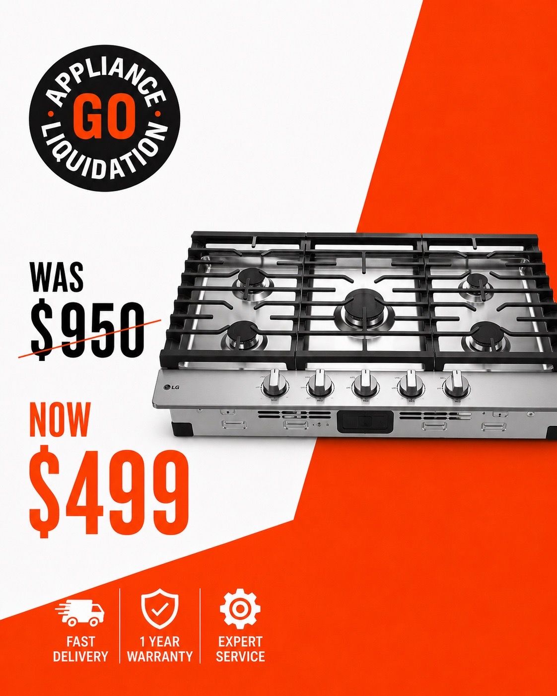 🔥 LG 36" GAS Cooktop with UltraHeat 20K BTU Burner BRAND NEW OPEN BOX