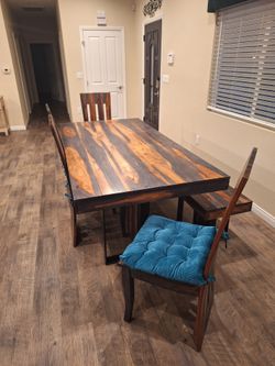Dining table with bench and chairs