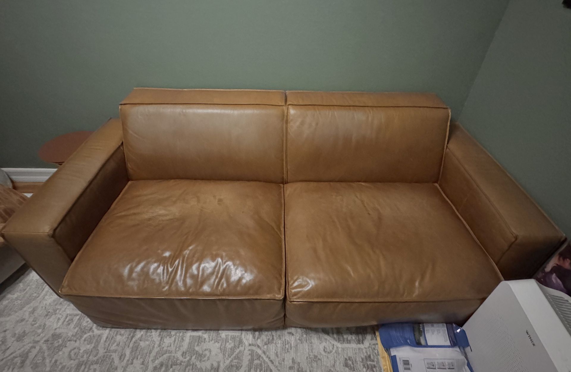 West Elm Sedona 82” Leather Loveseat Sofa