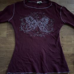 lei burgundy long sleeve shirt 