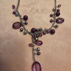 Paparazzi Purple Chrystal Y Shaped Necklace 