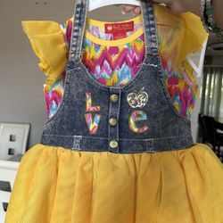 3T Toddler Overall Yellow Dress