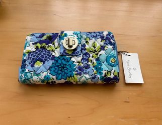 Vera Bradley Blue & Purple Floral Quilted Turn-Lock Wallet