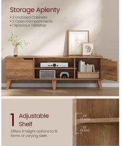 TV Stand with  Station, for 65-Inch TVs, Entertainment Center with LED Light, 57.9-Inch Long Media Console Table, Transitional Style, for Living Room,