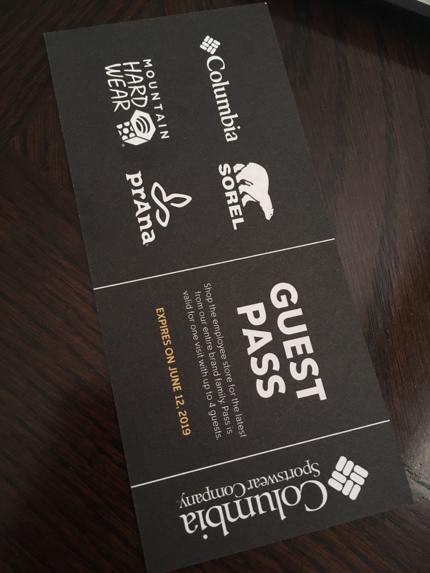 Columbia employee store guest pass
