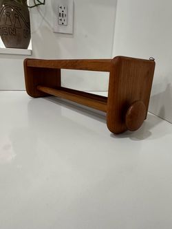 Teak Wall Mounted Paper Towel Holder with Shelf
