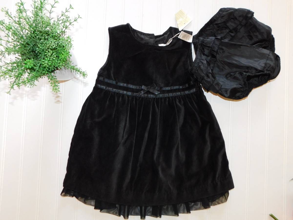 NWT Girl George 24 Month Black Velour Jumper Dress Bloomer