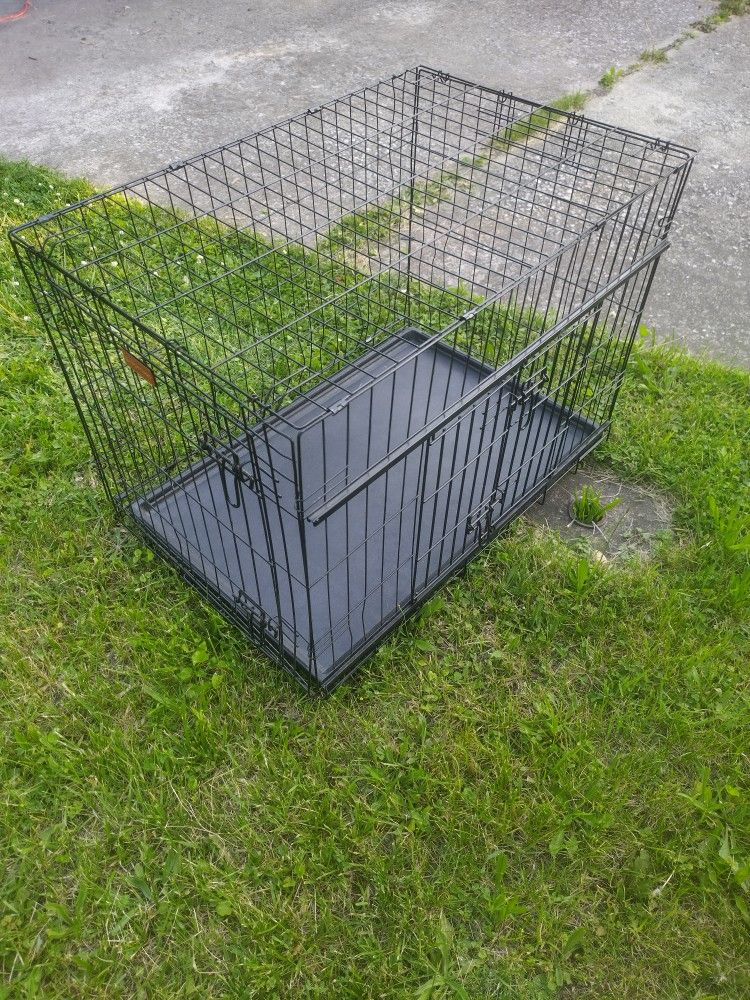 Dog Cage Kennel Medium Size 2 Doors Used Folding With Tray