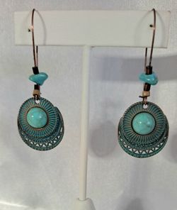 Copper Turquoise Boho Earrings