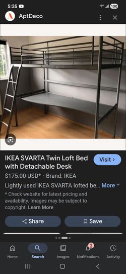 For sale- Ikea metal loft bedframe with desk insert