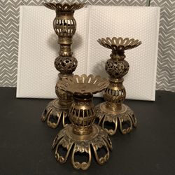 OMC Japan Brass Pillar Candle Holder Set