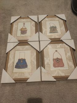 Art Picture Frames Cute Handbags Set Of 4